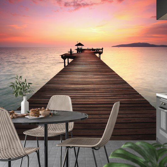 Panoramic Wallpaper - Wall Mural - Sunset Pontoon