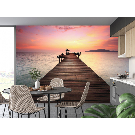 Panoramic Wallpaper - Wall Mural - Sunset Pontoon