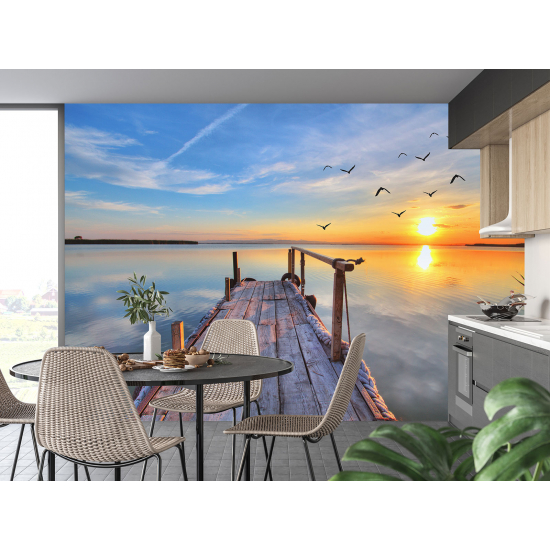 Panoramic Wallpaper - Wall Mural - Sunset Pontoon