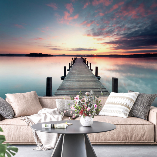 Panoramic Wallpaper - Wall Mural - Sunset Pontoon