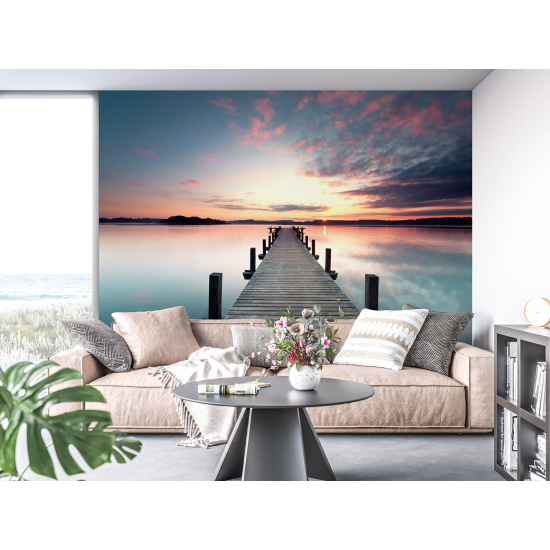 Panoramic Wallpaper - Wall Mural - Sunset Pontoon