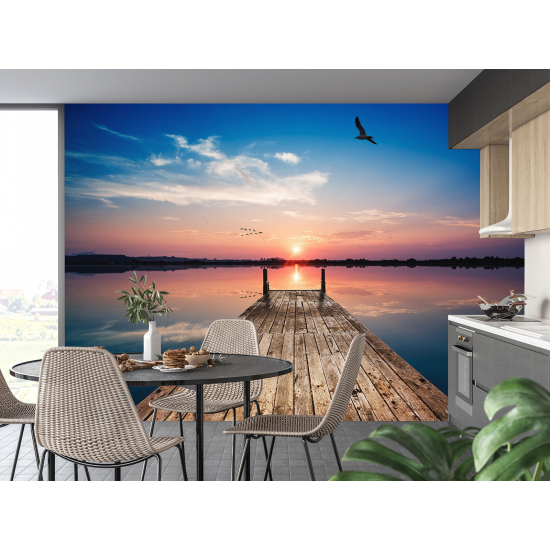 Panoramic Wallpaper - Wall Mural - Sunset Pontoon