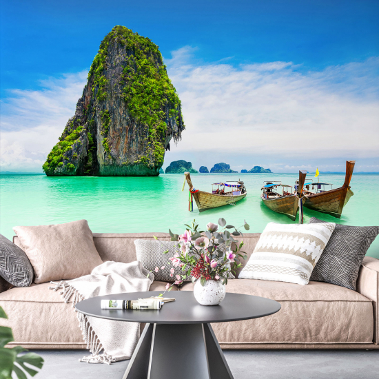 Panoramic Wallpaper - Wall Mural - Thailand Boats