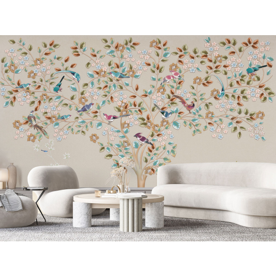 Panoramic Wallpaper - Wall Mural - Tree Birds