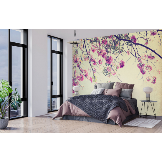 Panoramic Wallpaper - Wall Mural - Tree branches flowers