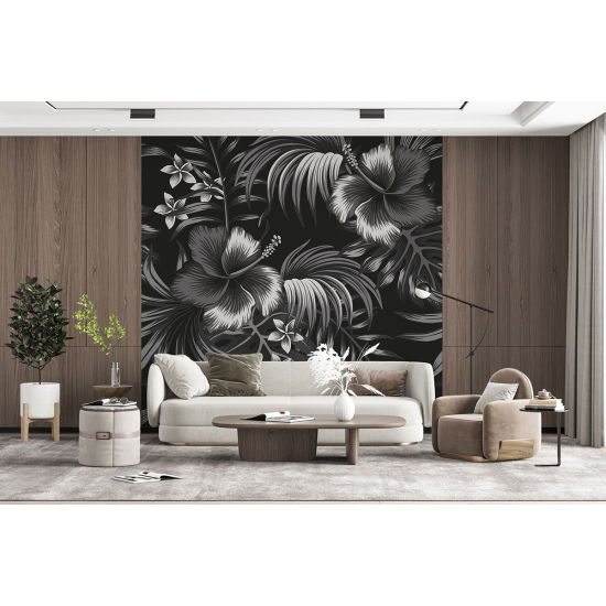 Panoramic Wallpaper - Wall Mural - Tropical Flowers