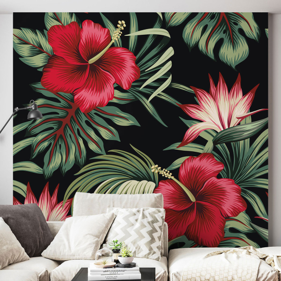 Panoramic Wallpaper - Wall Mural - Tropical Flowers