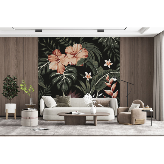 Panoramic Wallpaper - Wall Mural - Tropical Flowers