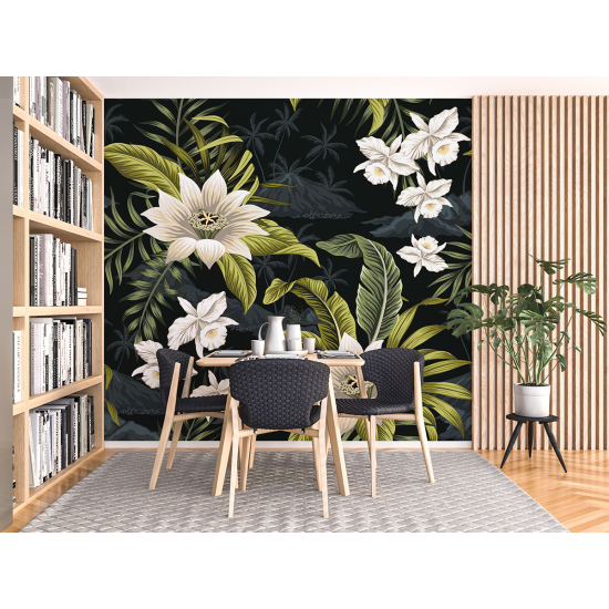 Panoramic Wallpaper - Wall Mural - Tropical Flowers