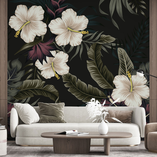 Panoramic Wallpaper - Wall Mural - Tropical Flowers