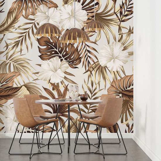 Panoramic Wallpaper - Wall Mural - Tropical Flowers