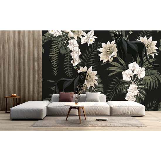 Panoramic Wallpaper - Wall Mural - Tropical Flowers