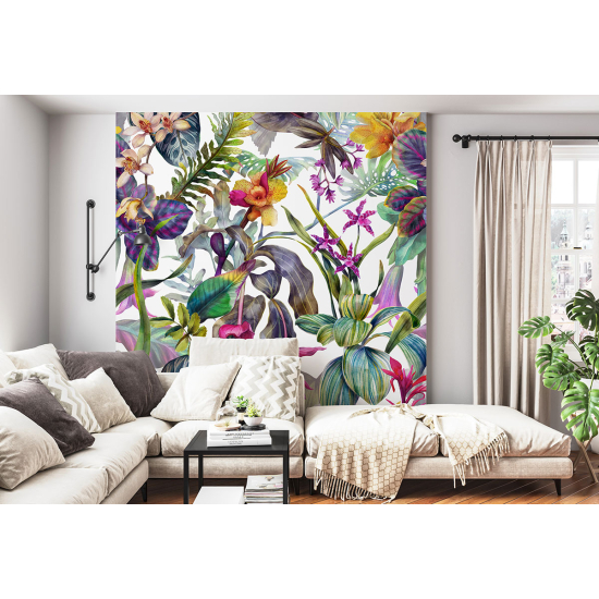 Panoramic Wallpaper - Wall Mural - Tropical Flowers