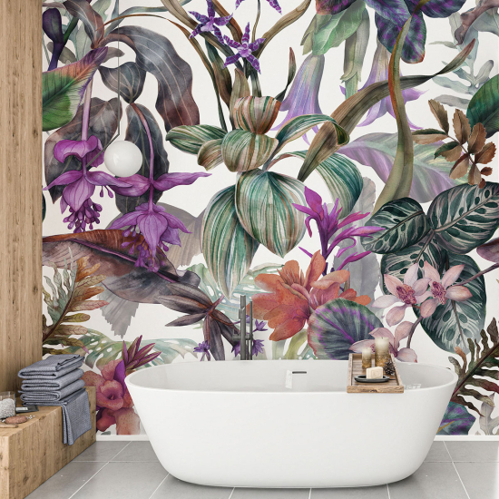 Panoramic Wallpaper - Wall Mural - Tropical Flowers