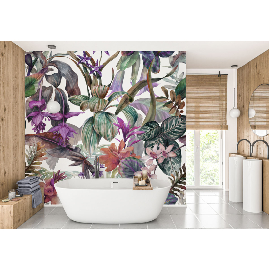 Panoramic Wallpaper - Wall Mural - Tropical Flowers