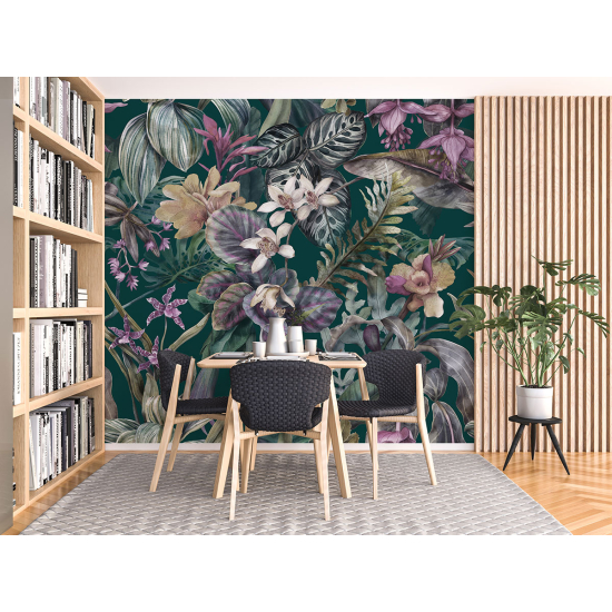 Panoramic Wallpaper - Wall Mural - Tropical Flowers