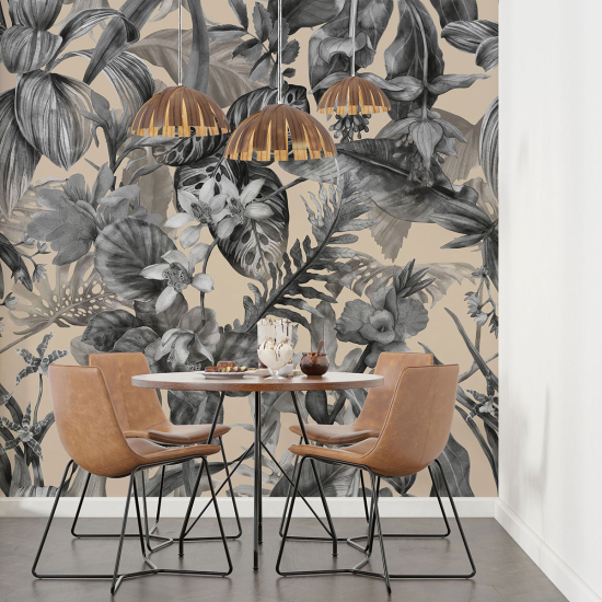 Panoramic Wallpaper - Wall Mural - Tropical Flowers