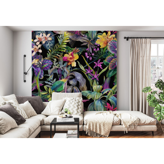 Panoramic Wallpaper - Wall Mural - Tropical Flowers