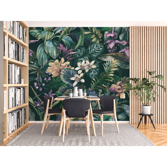 Panoramic Wallpaper - Wall Mural - Tropical Flowers