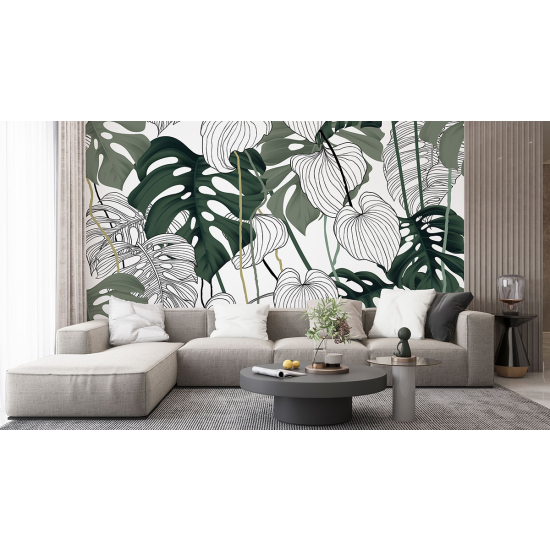 Panoramic Wallpaper - Wall Mural - Tropical Flowers