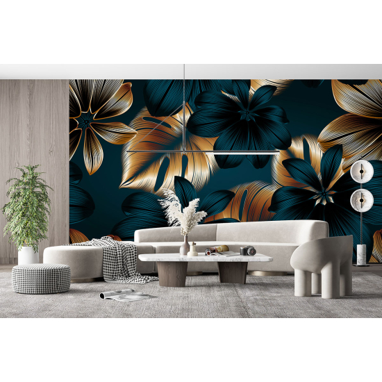 Panoramic Wallpaper - Wall Mural - Tropical Flowers