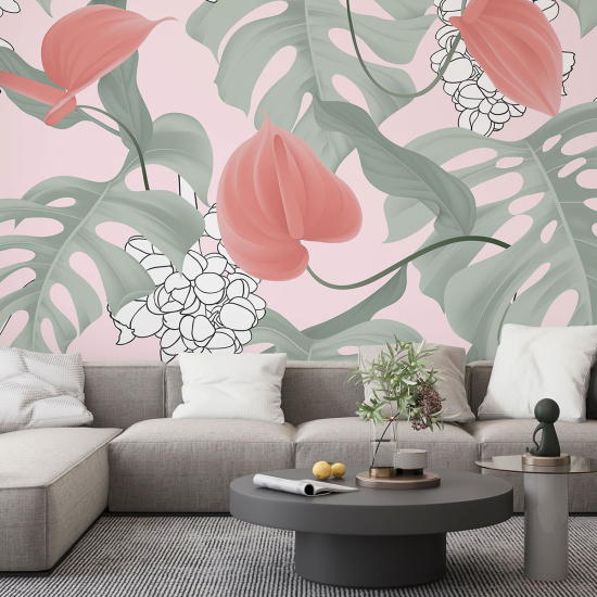 Panoramic Wallpaper - Wall Mural - Tropical leaves