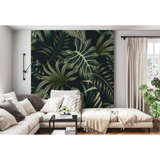 Panoramic Wallpaper - Wall Mural - Tropical leaves