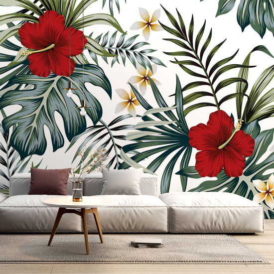 Panoramic Wallpaper - Wall Mural - Tropical leaves