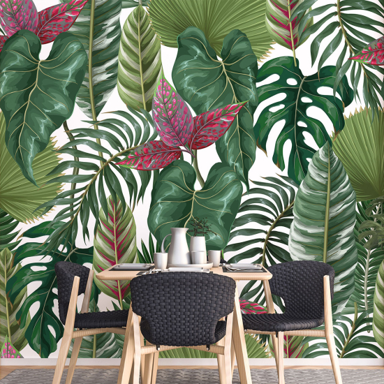 Panoramic Wallpaper - Wall Mural - Tropical leaves