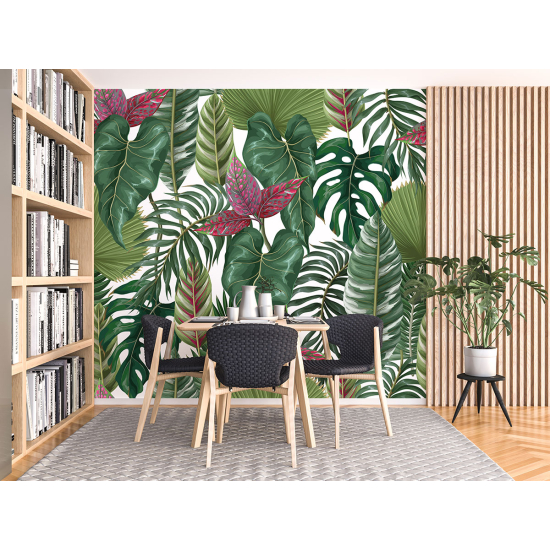 Panoramic Wallpaper - Wall Mural - Tropical leaves