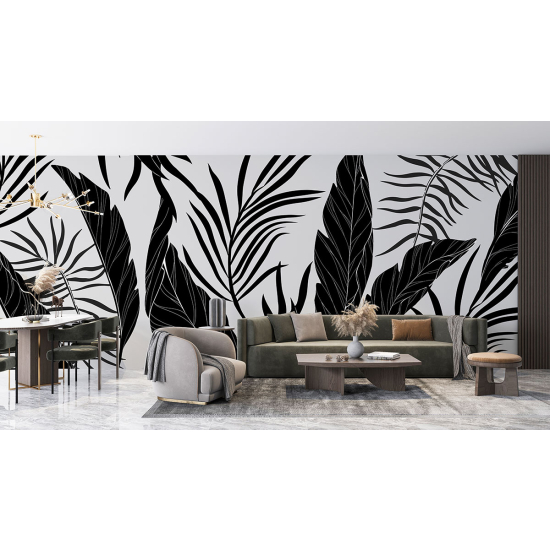 Panoramic Wallpaper - Wall Mural - Tropical leaves