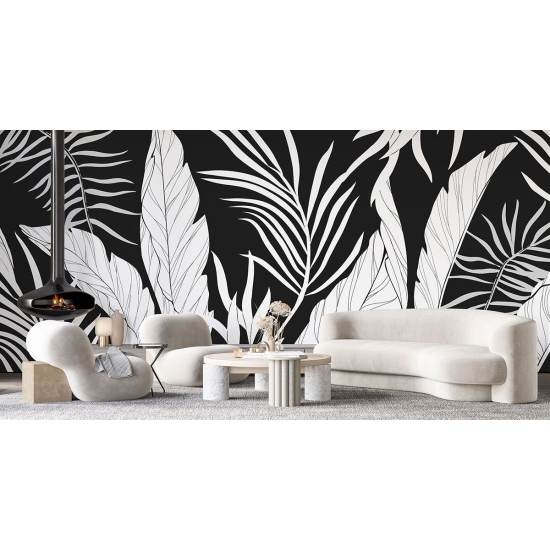 Panoramic Wallpaper - Wall Mural - Tropical leaves