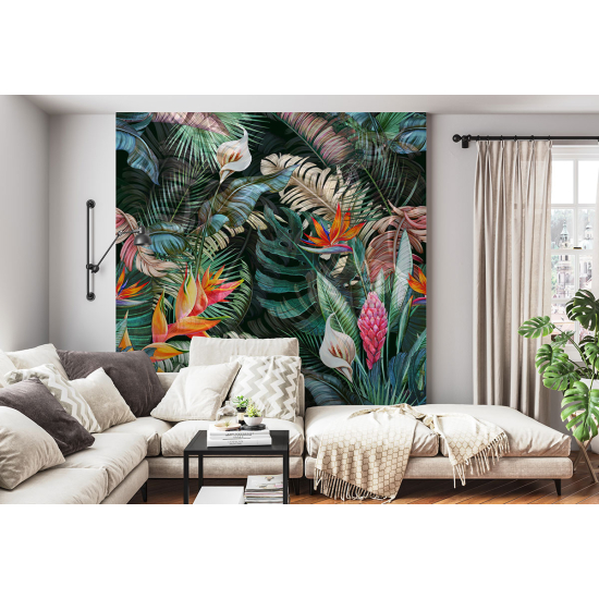 Panoramic Wallpaper - Wall Mural - Tropical leaves