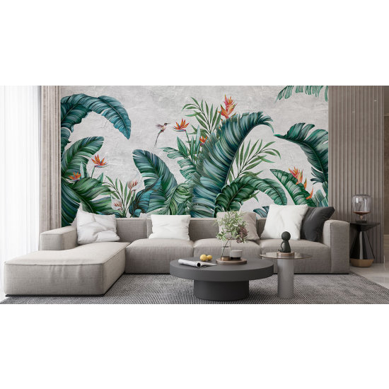 Panoramic Wallpaper - Wall Mural - Tropical leaves