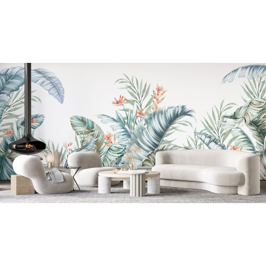 Panoramic Wallpaper - Wall Mural - Tropical leaves