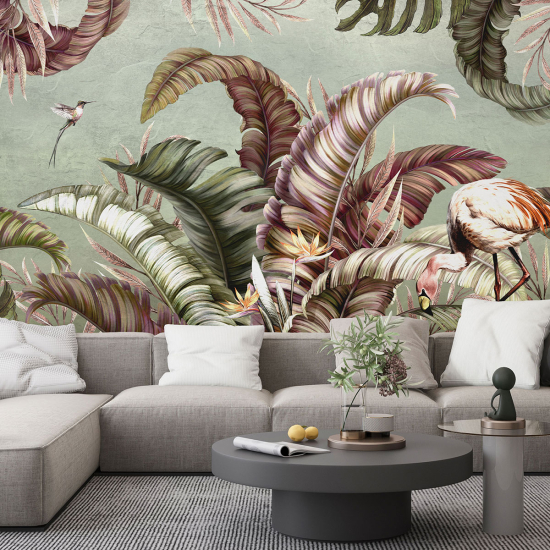 Panoramic Wallpaper - Wall Mural - Tropical leaves