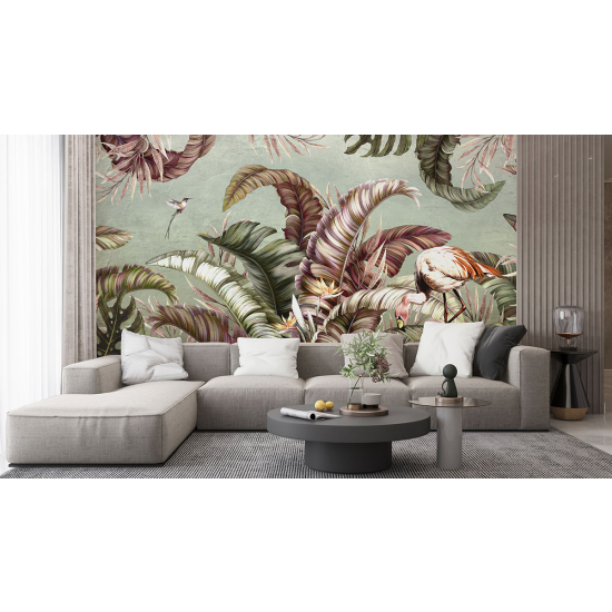 Panoramic Wallpaper - Wall Mural - Tropical leaves