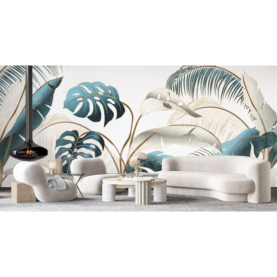 Panoramic Wallpaper - Wall Mural - Tropical leaves