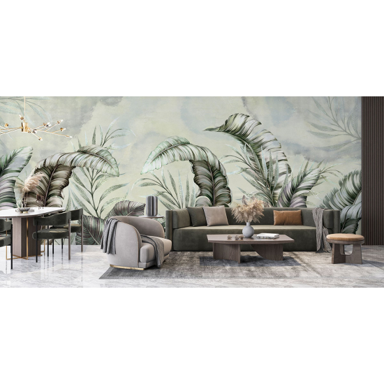 Panoramic Wallpaper - Wall Mural - Tropical leaves