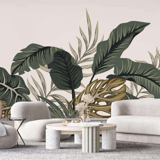 Panoramic Wallpaper - Wall Mural - Tropical leaves