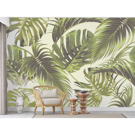 Panoramic Wallpaper - Wall Mural - Tropical leaves