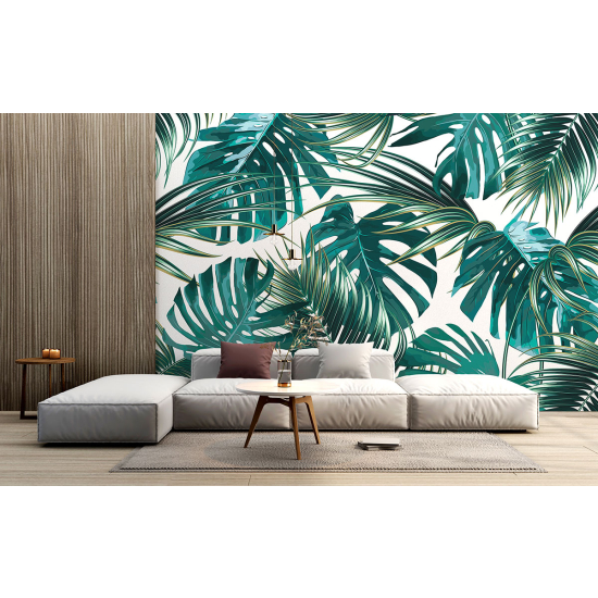 Panoramic Wallpaper - Wall Mural - Tropical leaves