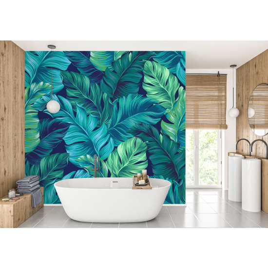 Panoramic Wallpaper - Wall Mural - Tropical leaves