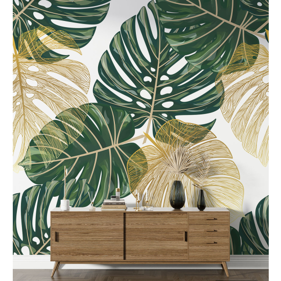 Panoramic Wallpaper - Wall Mural - Tropical leaves