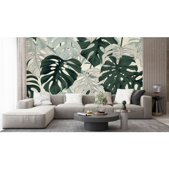 Panoramic Wallpaper - Wall Mural - Tropical leaves