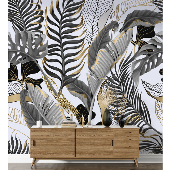 Panoramic Wallpaper - Wall Mural - Tropical leaves