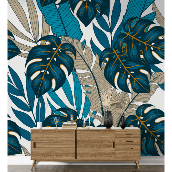 Panoramic Wallpaper - Wall Mural - Tropical leaves