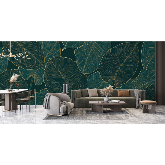 Panoramic Wallpaper - Wall Mural - Tropical leaves