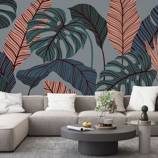 Panoramic Wallpaper - Wall Mural - Tropical leaves