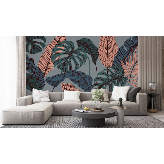 Panoramic Wallpaper - Wall Mural - Tropical leaves